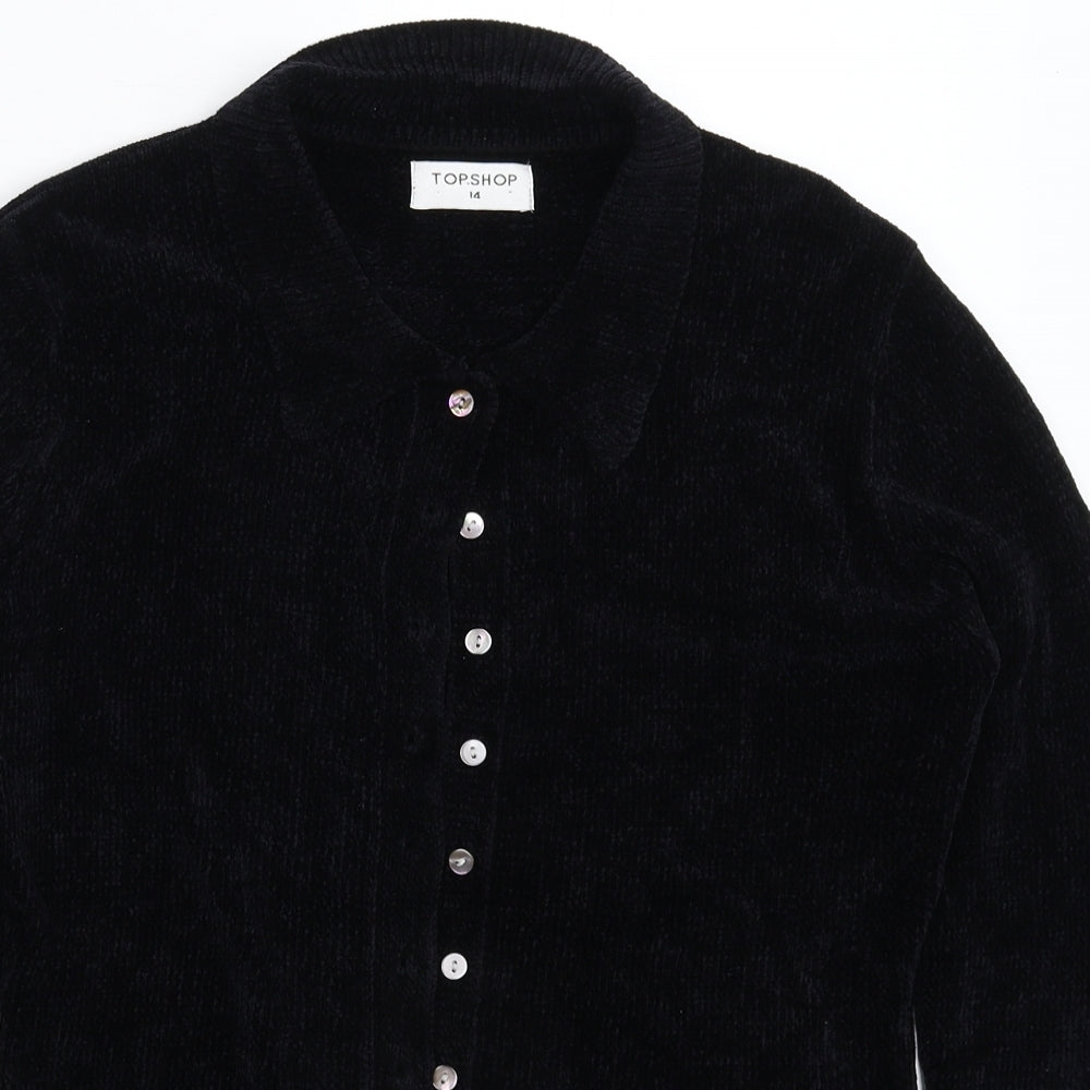 Topshop Womens Blue  Knit Cardigan Jumper Size 14