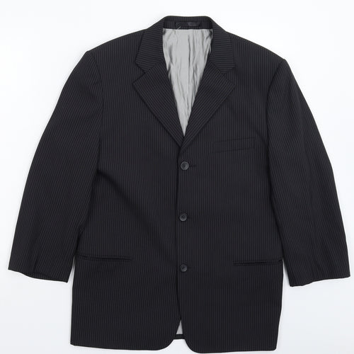 Device Womens Black Striped  Jacket Suit Jacket Size 16
