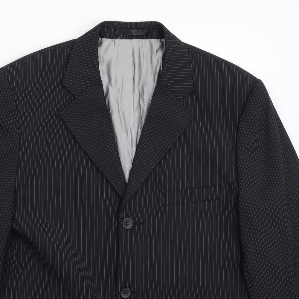 Device Womens Black Striped  Jacket Suit Jacket Size 16