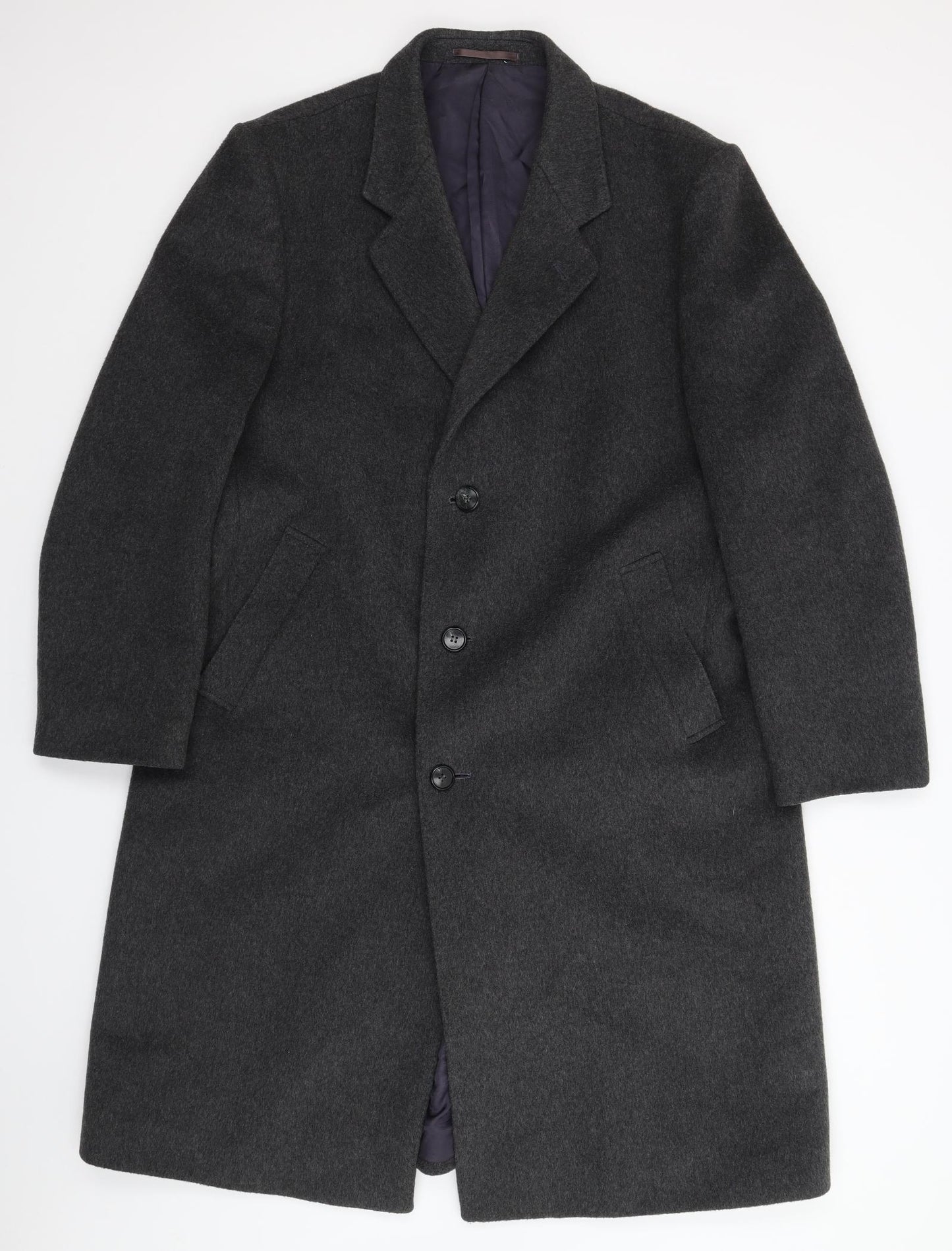 Wool and Cashmere Mens Grey   Overcoat Coat Size 2XL