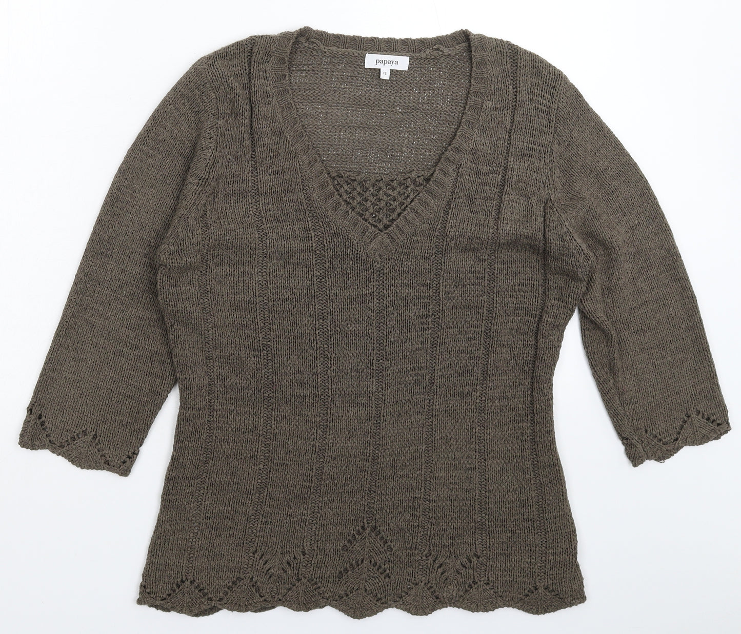 Papaya Womens Grey  Knit Pullover Jumper Size 12