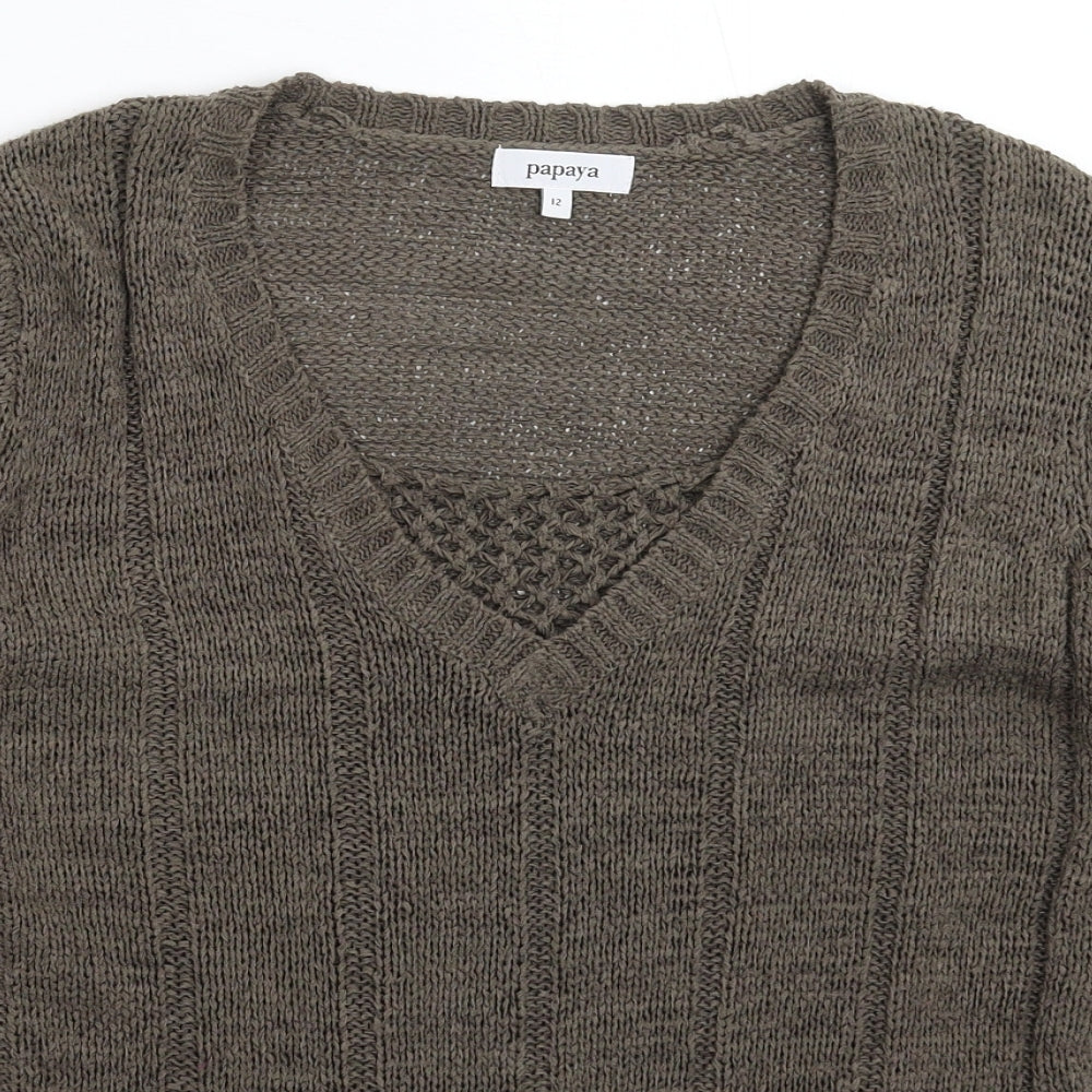 Papaya Womens Grey  Knit Pullover Jumper Size 12