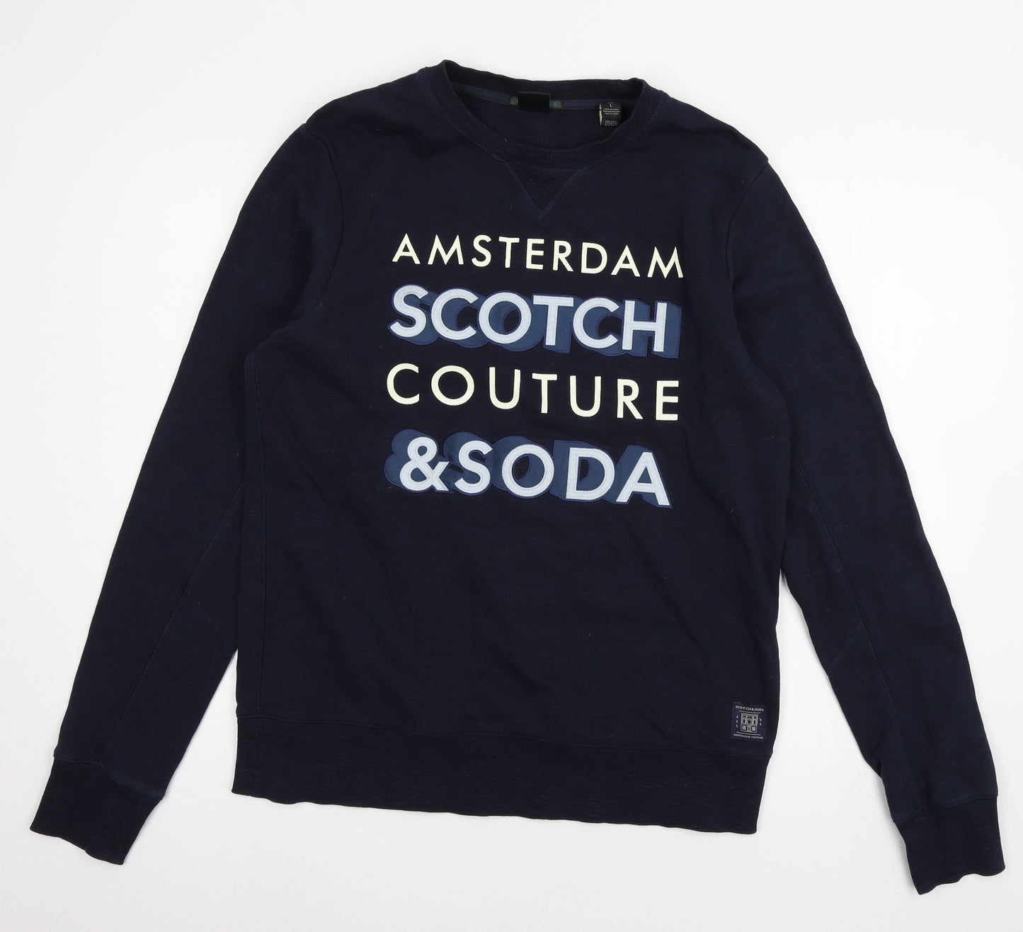Scotch & Soda Mens Black  Jersey Pullover Sweatshirt Size L  - Amsterdam Graphic