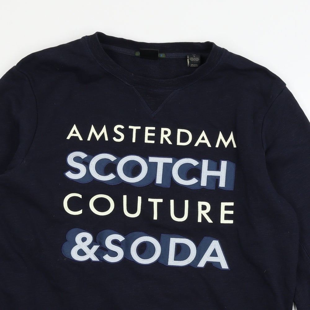 Scotch & Soda Mens Black  Jersey Pullover Sweatshirt Size L  - Amsterdam Graphic