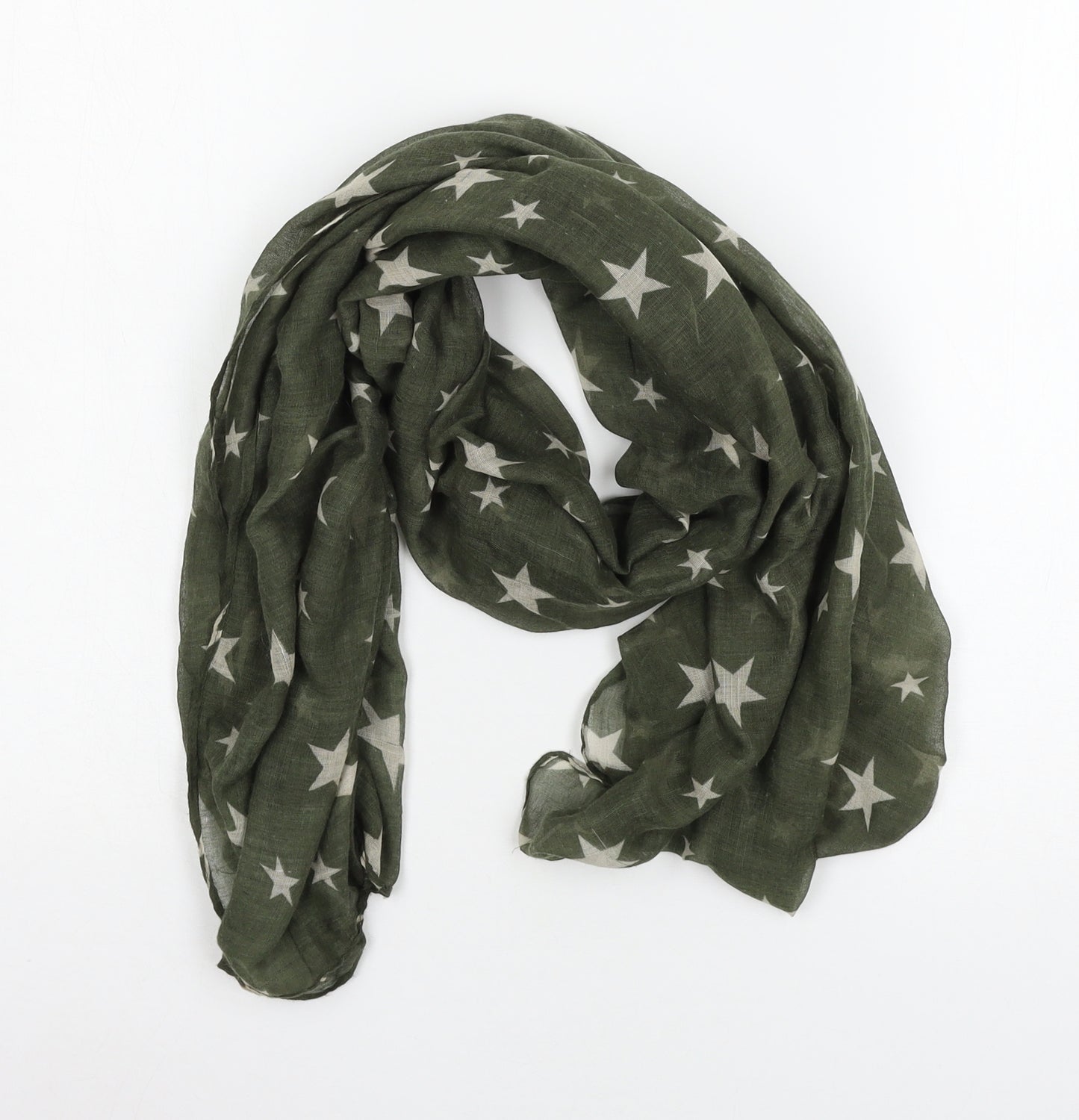 Preworn Womens Green Geometric Knit  Scarf