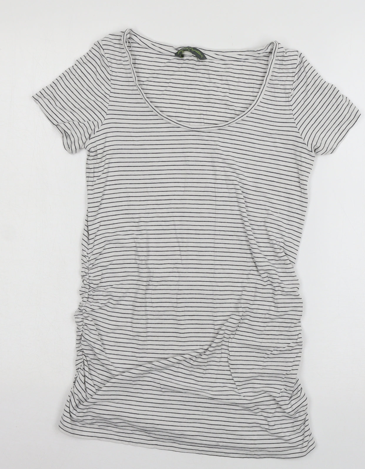 Blooming Marvellous Womens White Striped Jersey Basic T-Shirt Size S