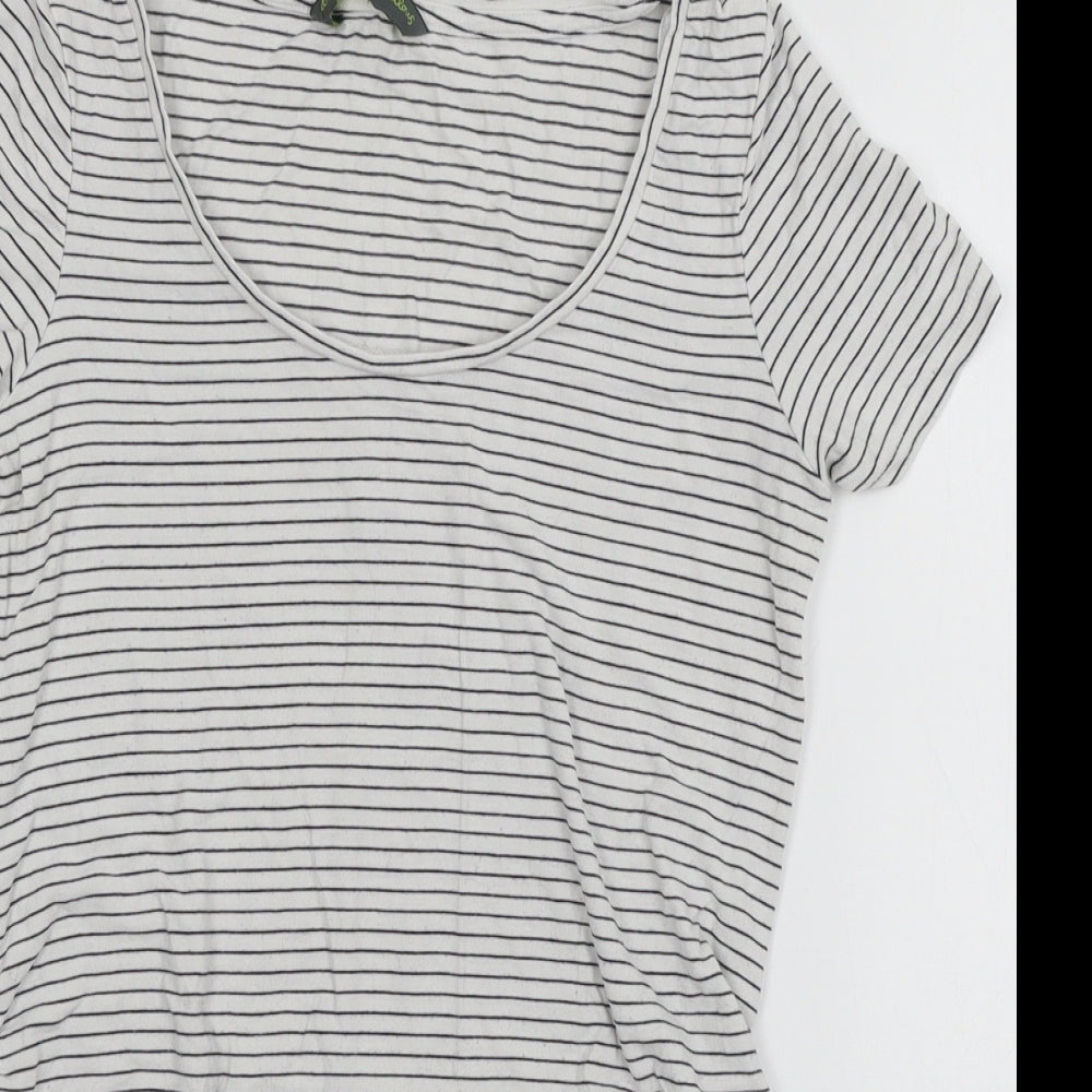 Blooming Marvellous Womens White Striped Jersey Basic T-Shirt Size S