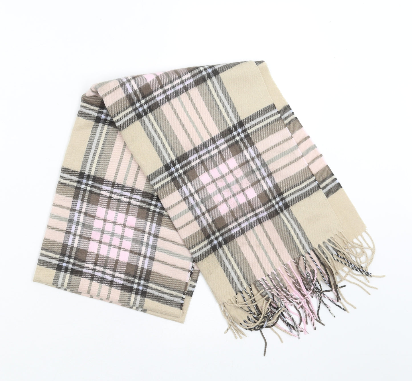 Preworn Womens Beige Plaid   Scarf