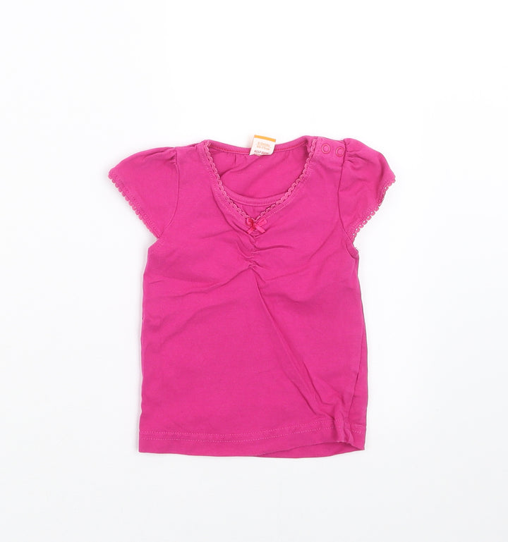 MINIMODE Girls Pink Basic T-Shirt Size 6-9 Months