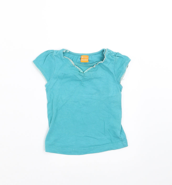 MINIMODE Girls Blue Basic T-Shirt Size 6-9 Months