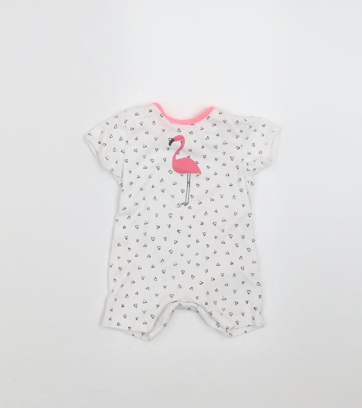 NEXT Baby White Geometric Romper One-Piece Size 3-6 Months - flamingo