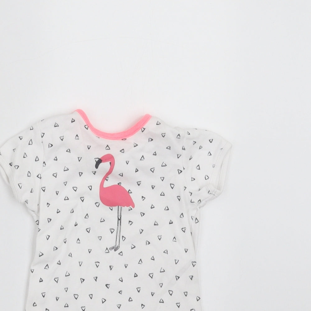 NEXT Baby White Geometric  Romper One-Piece Size 3-6 Months  - flamingo