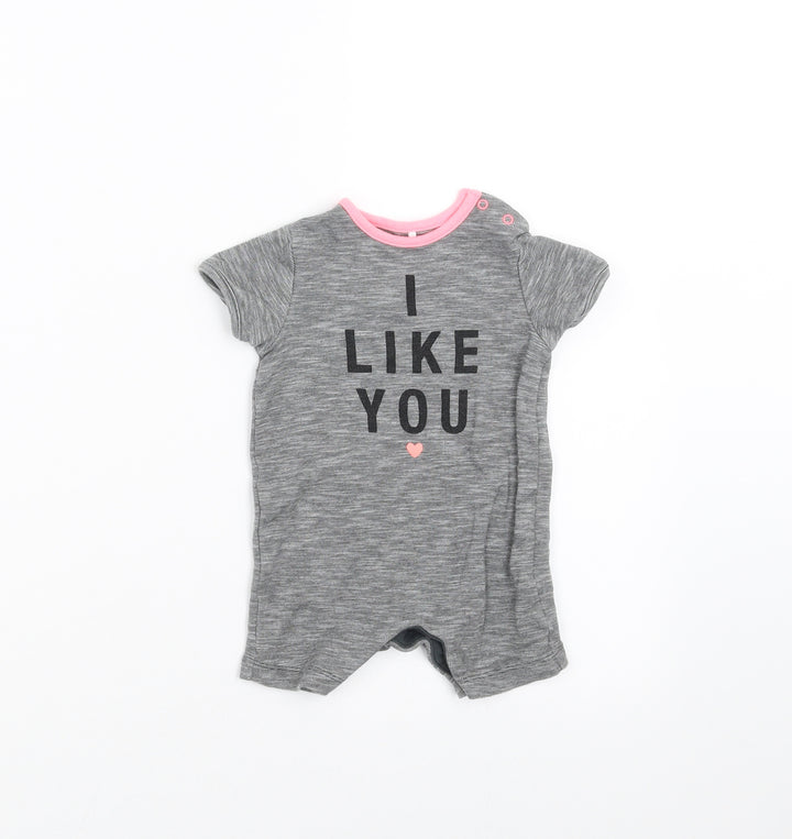 NEXT Baby Grey Romper One-Piece Size 3-6 Months - I like you