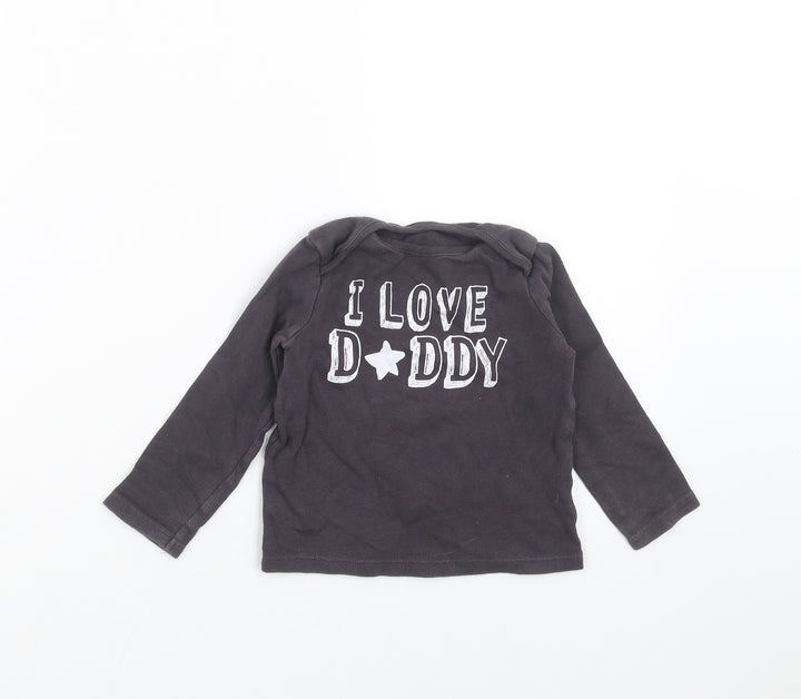 F&F Girls Grey Basic T-Shirt Size 12-18 Months - i love daddy