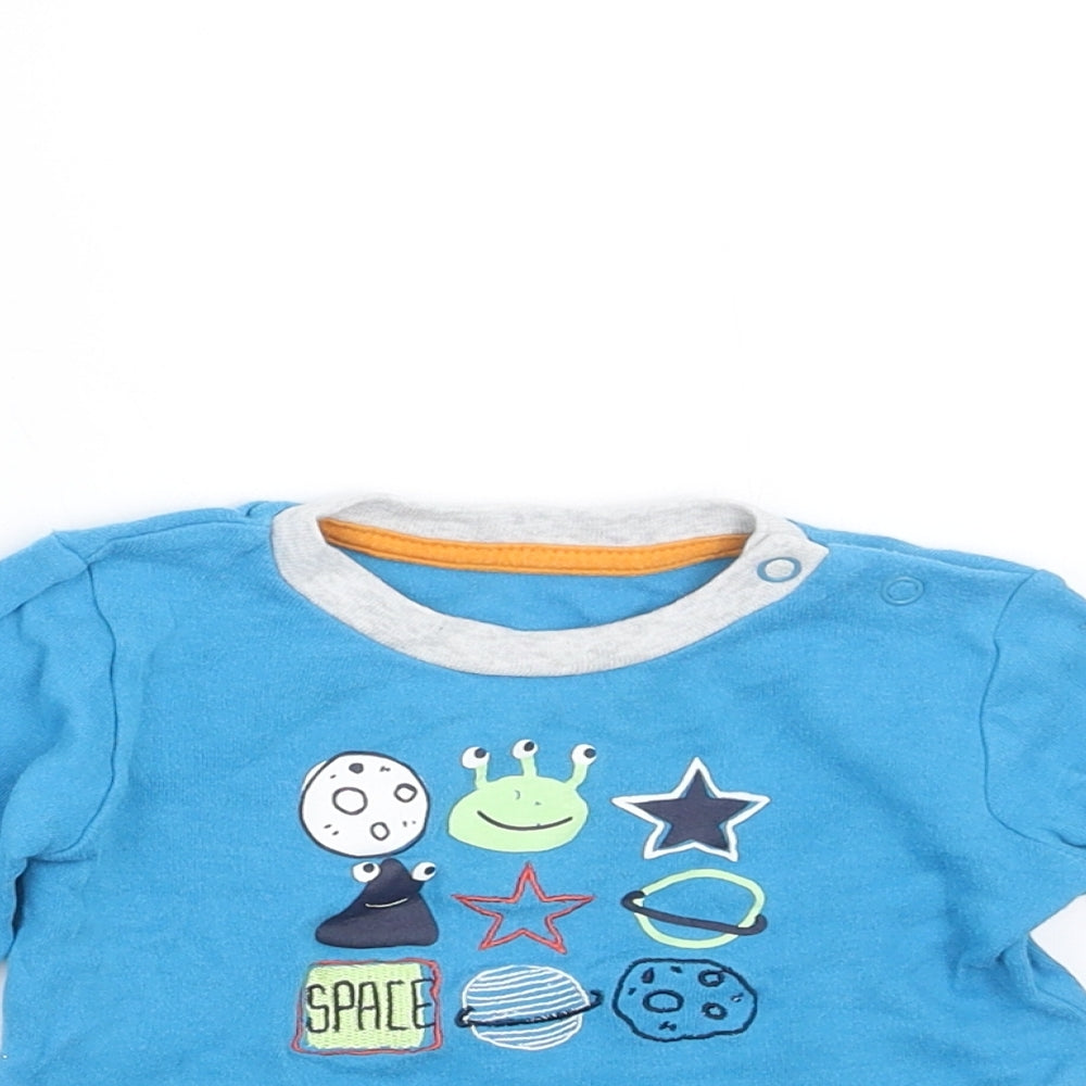 Primark Boys Blue   Basic T-Shirt Size 3-6 Months  - space