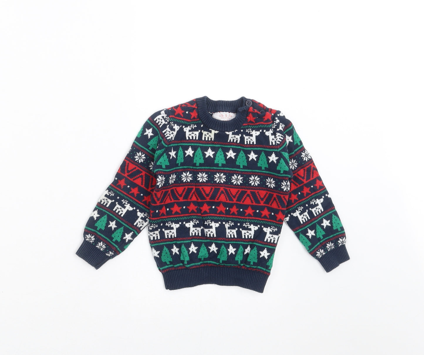 F&F Baby Blue Fair Isle Knit Pullover Jumper Size 12-18 Months  - christmas