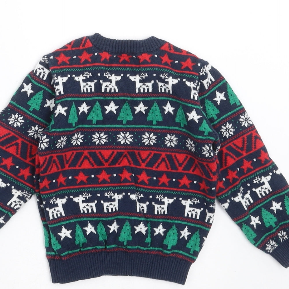 F&F Baby Blue Fair Isle Knit Pullover Jumper Size 12-18 Months  - christmas