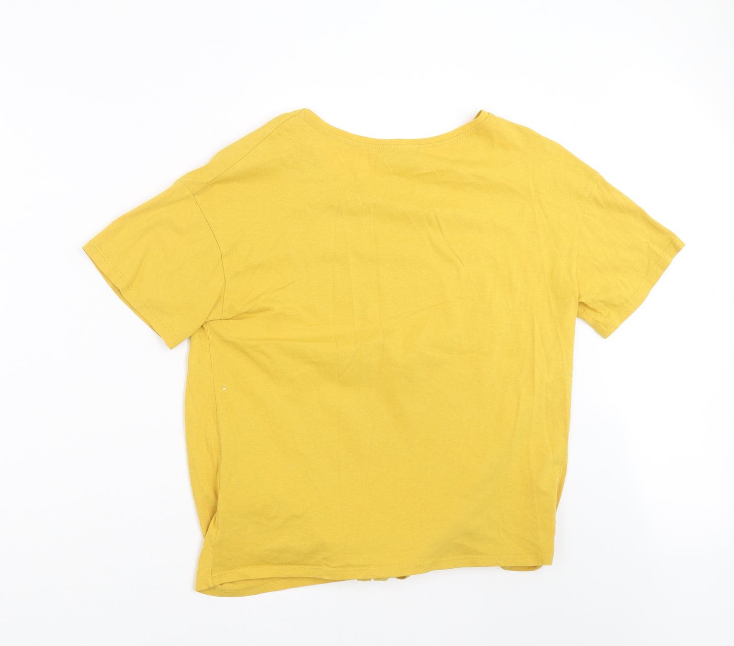 New Look Womens Yellow   Basic T-Shirt Size 12  - tie Front Detail