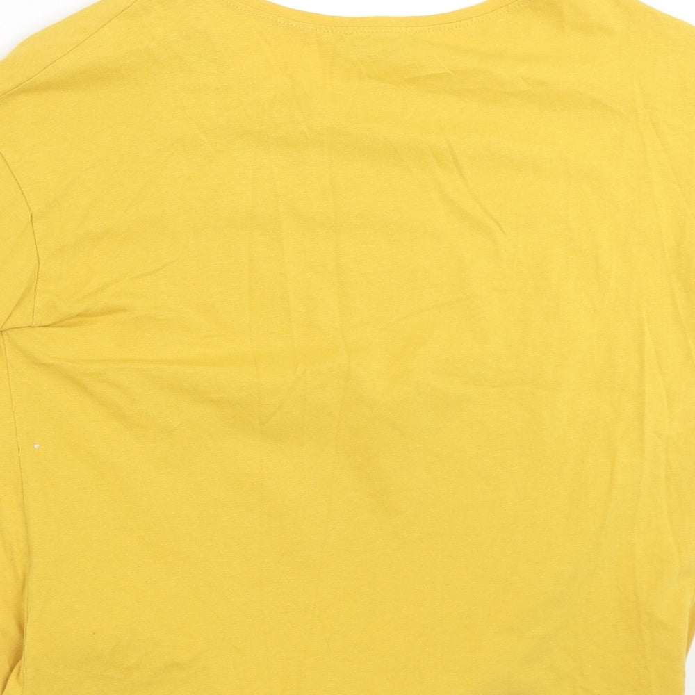 New Look Womens Yellow   Basic T-Shirt Size 12  - tie Front Detail
