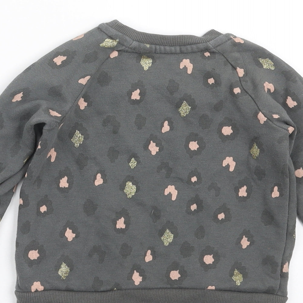 Primark Girls Green Animal Print  Pullover Jumper Size 12-18 Months