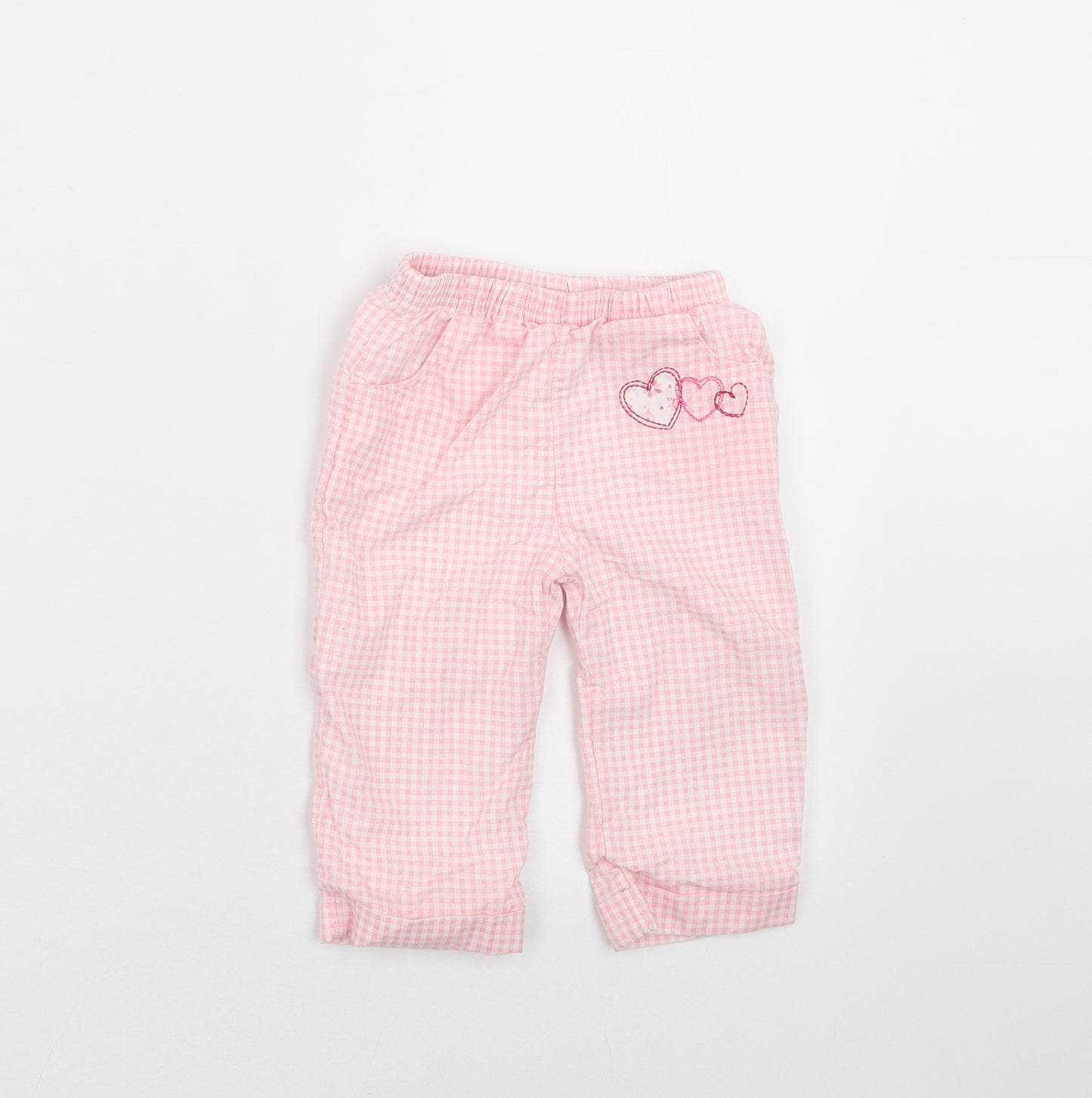 baby bruin Girls Pink Check   Trousers Size 6-9 Months