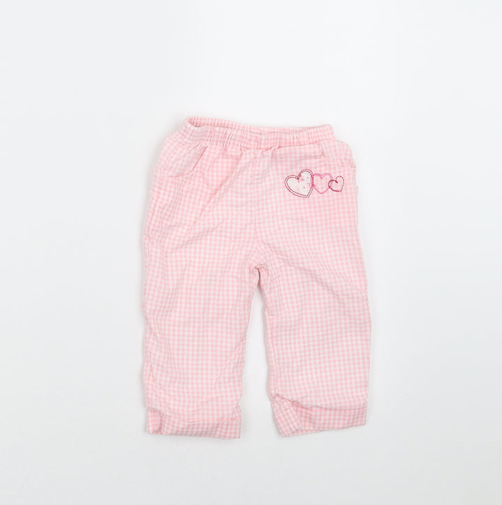 baby bruin Girls Pink Check   Trousers Size 6-9 Months