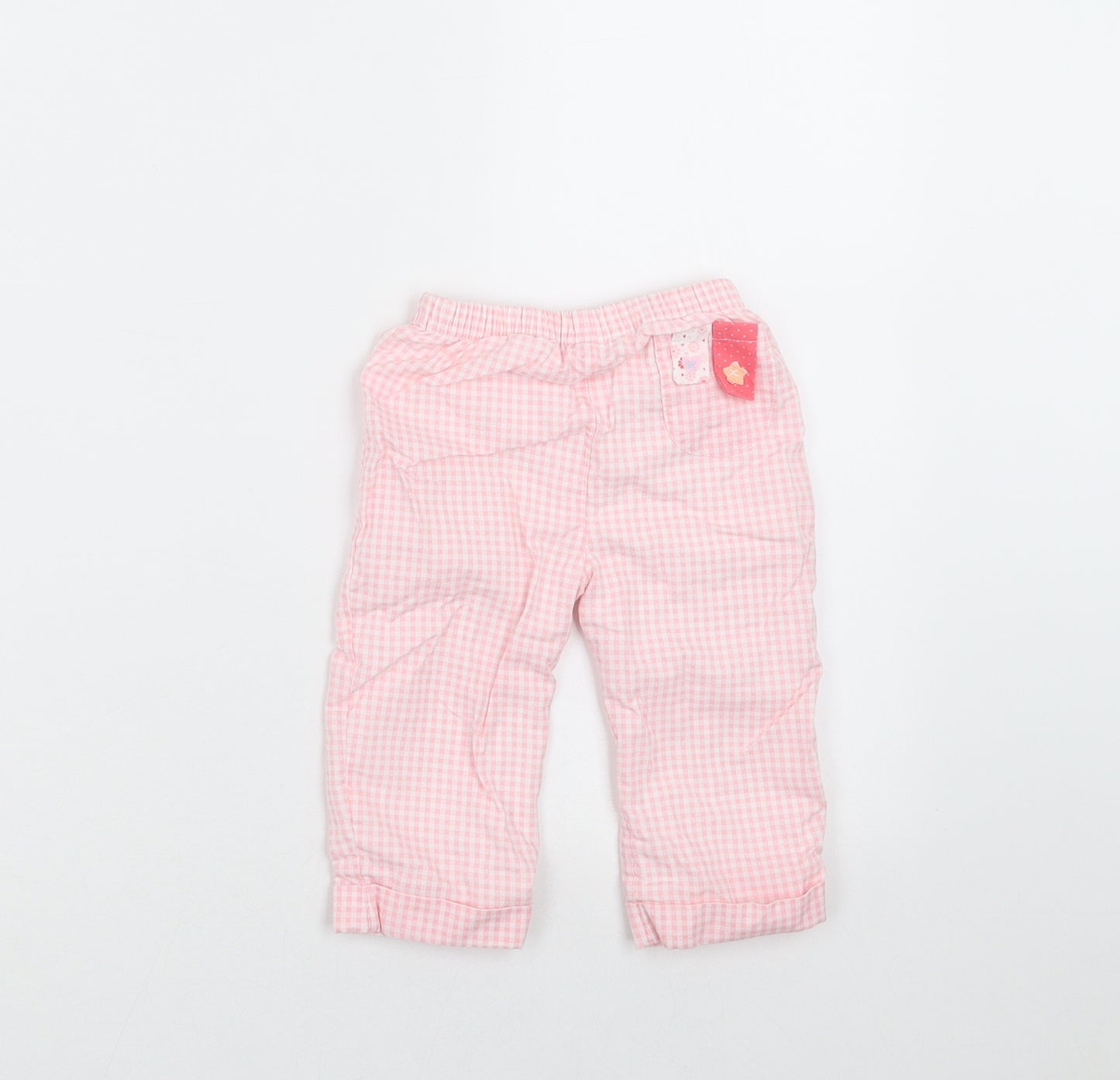 baby bruin Girls Pink Check   Trousers Size 6-9 Months