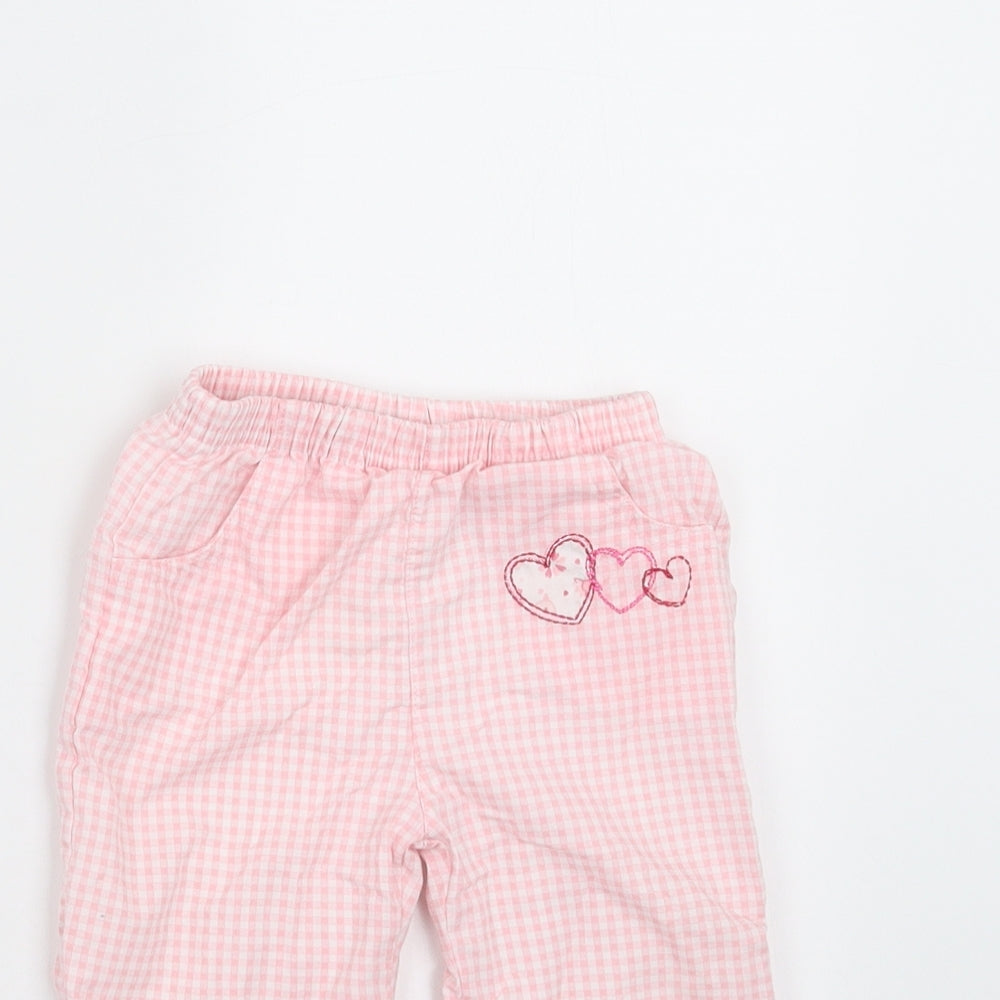 baby bruin Girls Pink Check   Trousers Size 6-9 Months