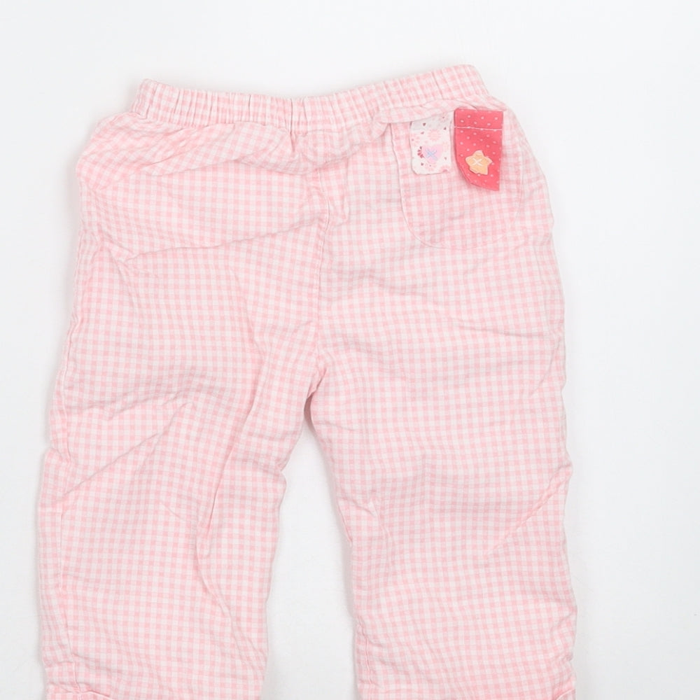 baby bruin Girls Pink Check   Trousers Size 6-9 Months
