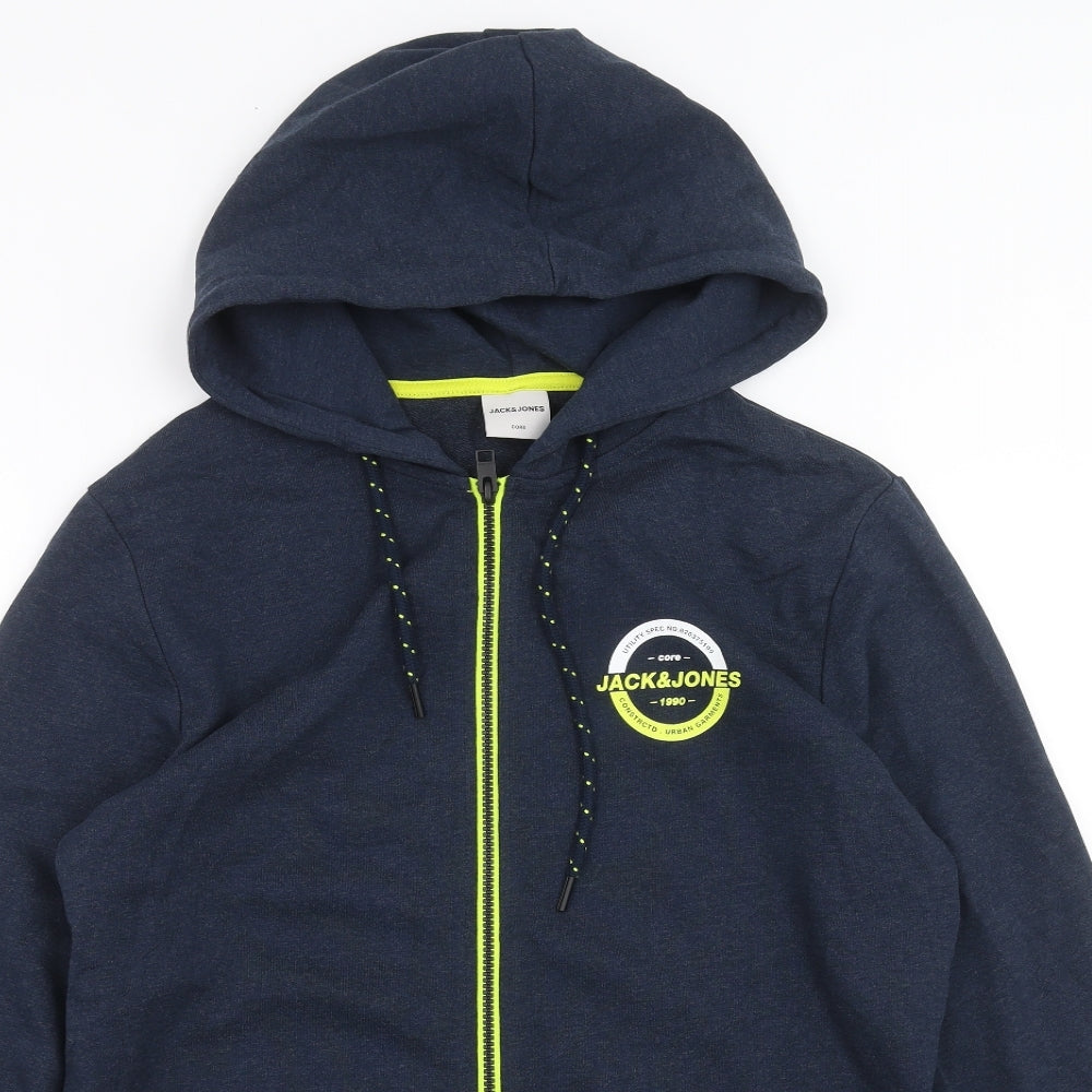 JACK & JONES Mens Blue   Full Zip Hoodie Size L