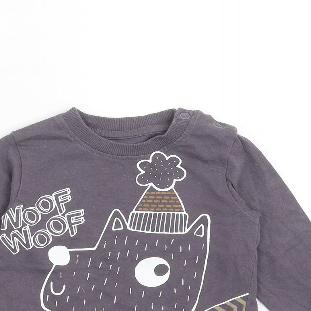 Nutmeg Boys Purple   Basic T-Shirt Size 12-18 Months  - dog