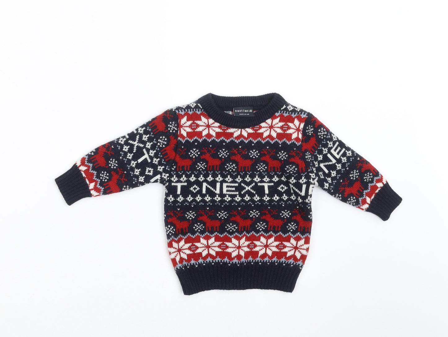NEXT Baby Blue Fair Isle Knit Pullover Jumper Size 6-9 Months  - christmas