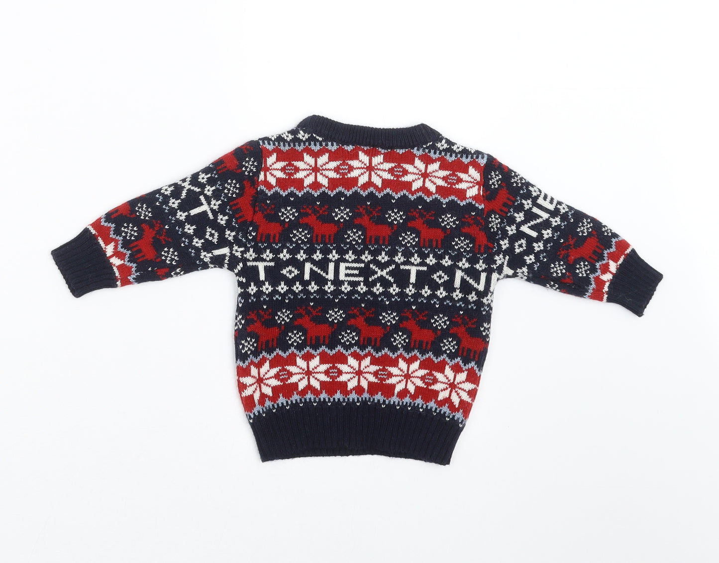 NEXT Baby Blue Fair Isle Knit Pullover Jumper Size 6-9 Months  - christmas