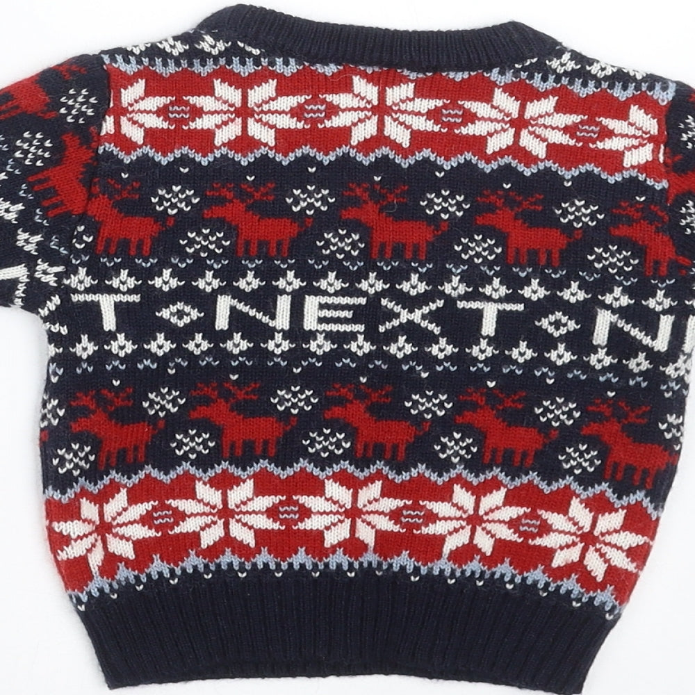 NEXT Baby Blue Fair Isle Knit Pullover Jumper Size 6-9 Months  - christmas