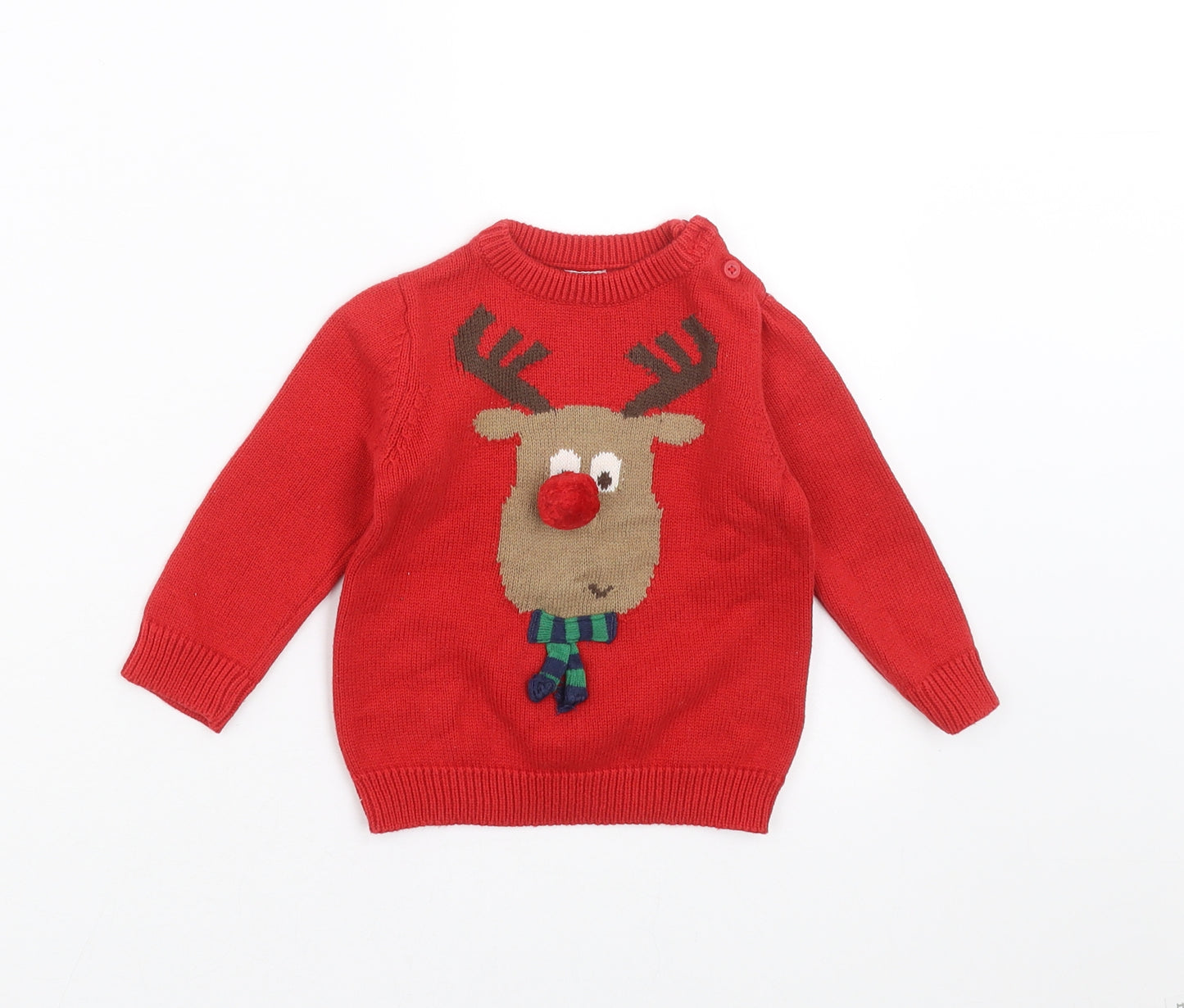 F&F Baby Red  Knit Pullover Jumper Size 6-9 Months  - Christmas