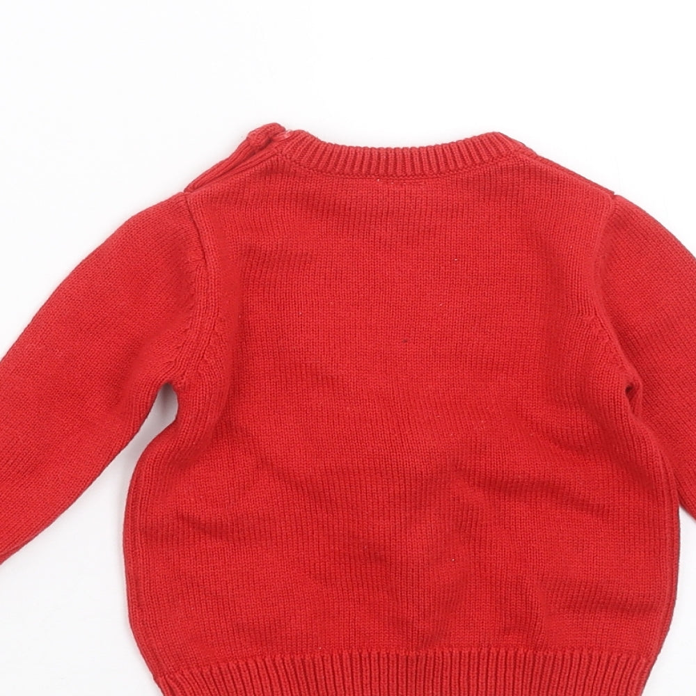 F&F Baby Red  Knit Pullover Jumper Size 6-9 Months  - Christmas
