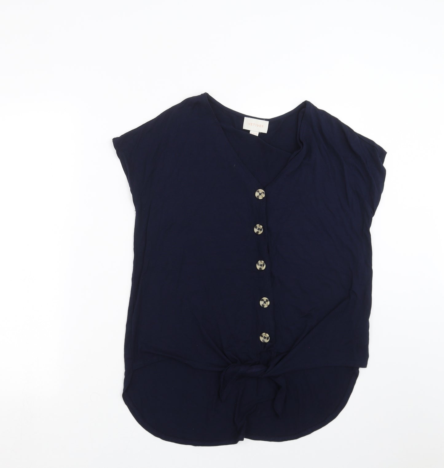 Vetiver Womens Blue   Basic T-Shirt Size 12  - tie Front Detail