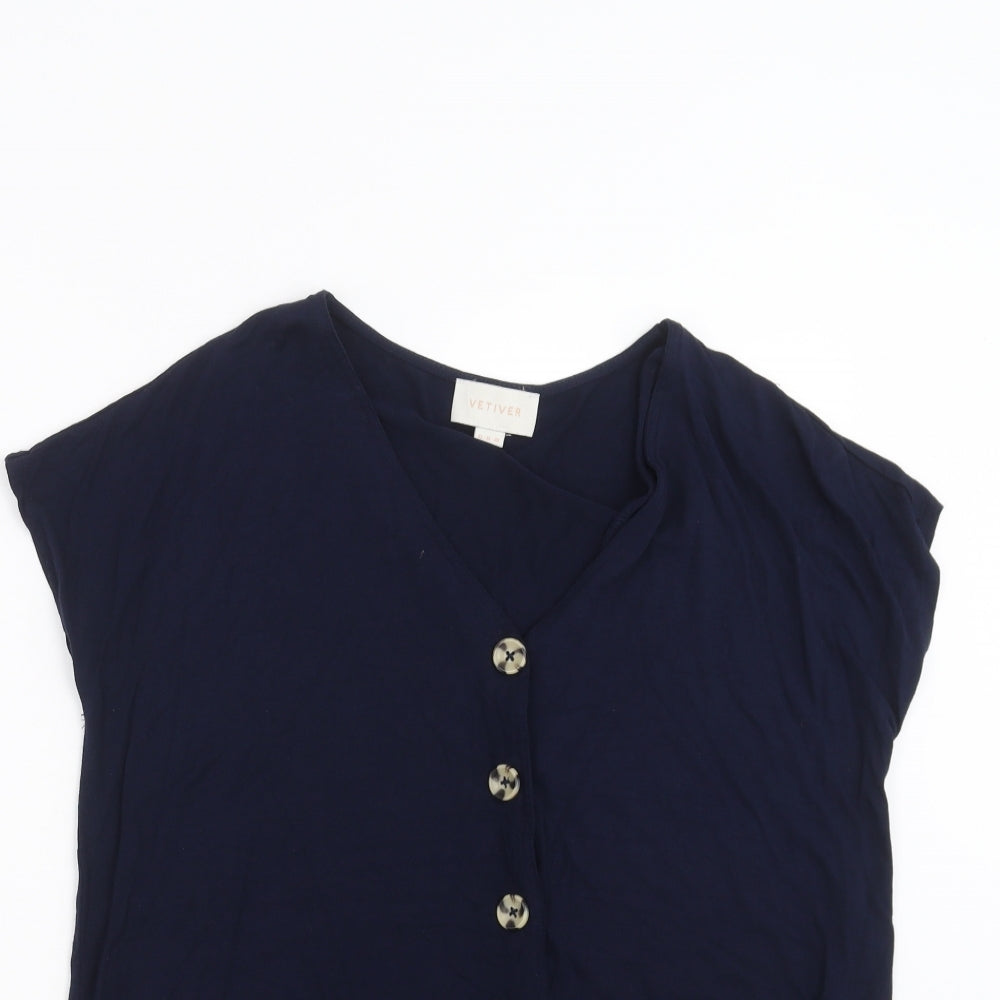 Vetiver Womens Blue   Basic T-Shirt Size 12  - tie Front Detail