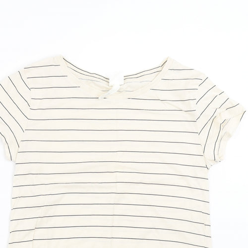 H&M Womens Beige Striped  Basic T-Shirt Size XS
