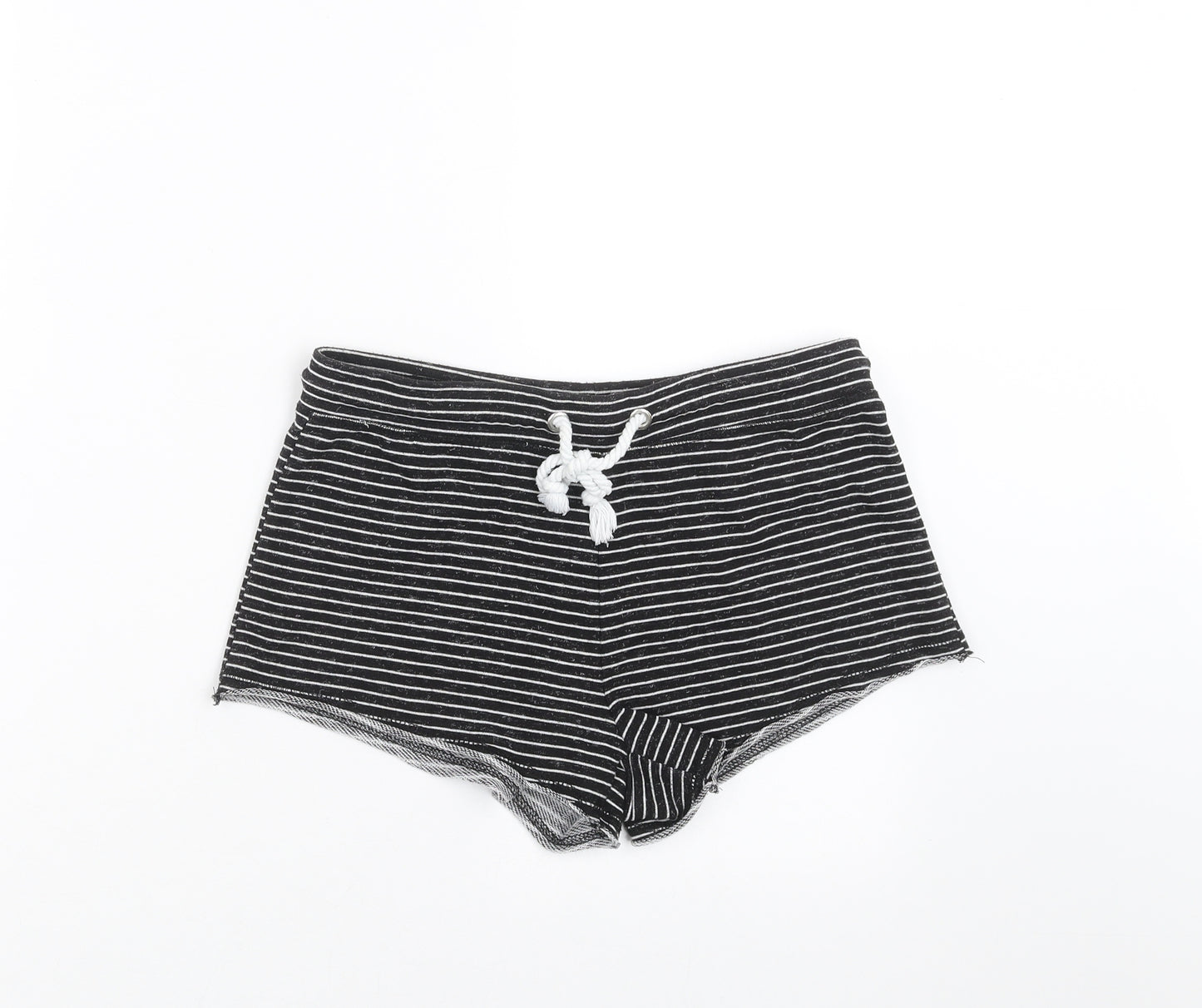 Primark Womens Black Striped  Hot Pants Shorts Size 8