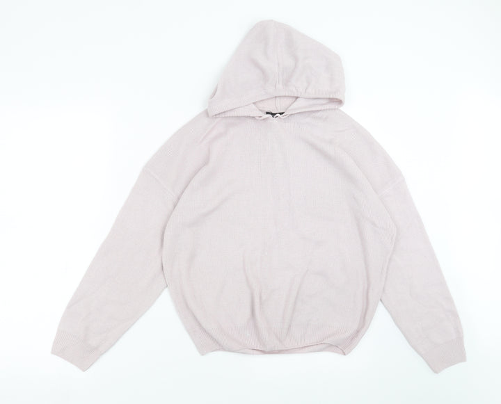 Boohoo Womens Purple Knit Pullover Hoodie Size M