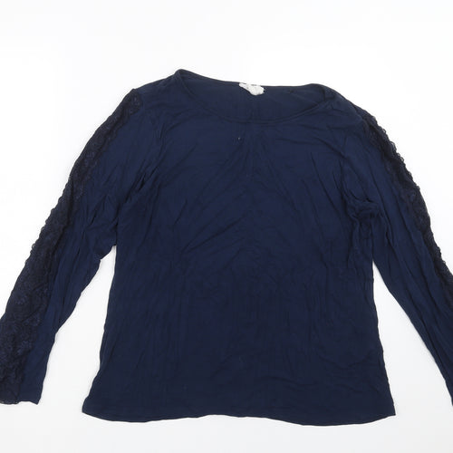 NEXT Womens Blue   Basic T-Shirt Size L  - Lace Sleeve detail