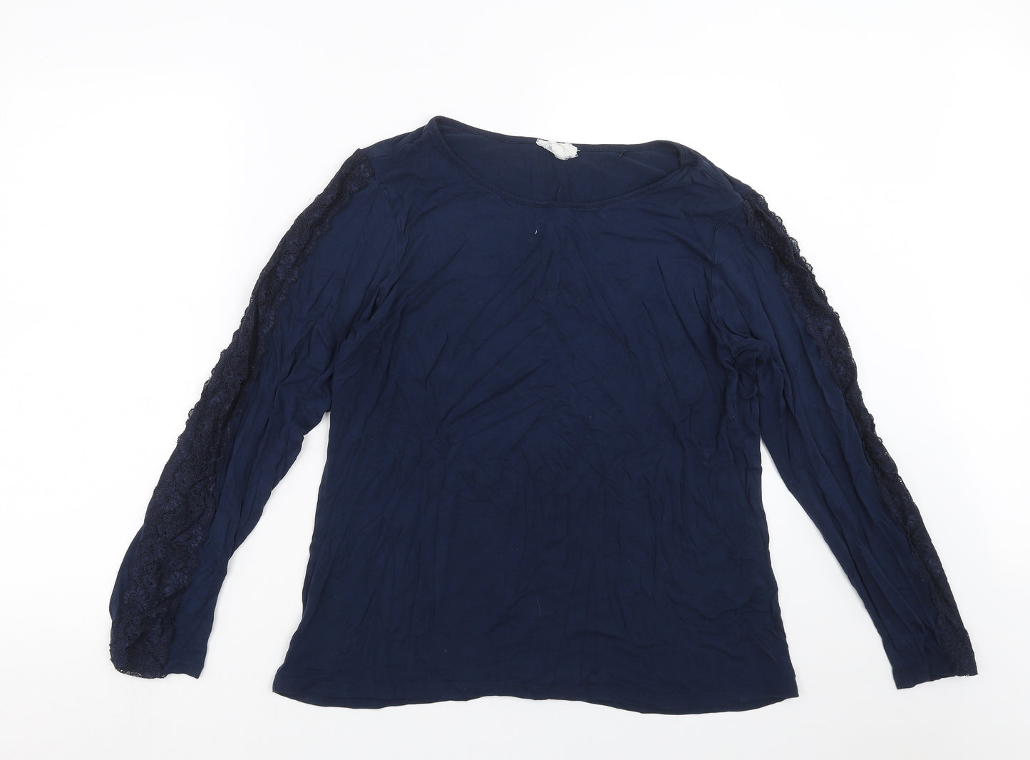 NEXT Womens Blue   Basic T-Shirt Size L  - Lace Sleeve detail