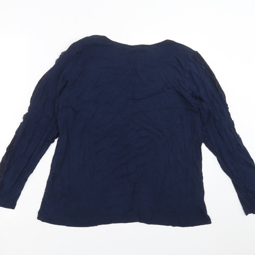 NEXT Womens Blue   Basic T-Shirt Size L  - Lace Sleeve detail