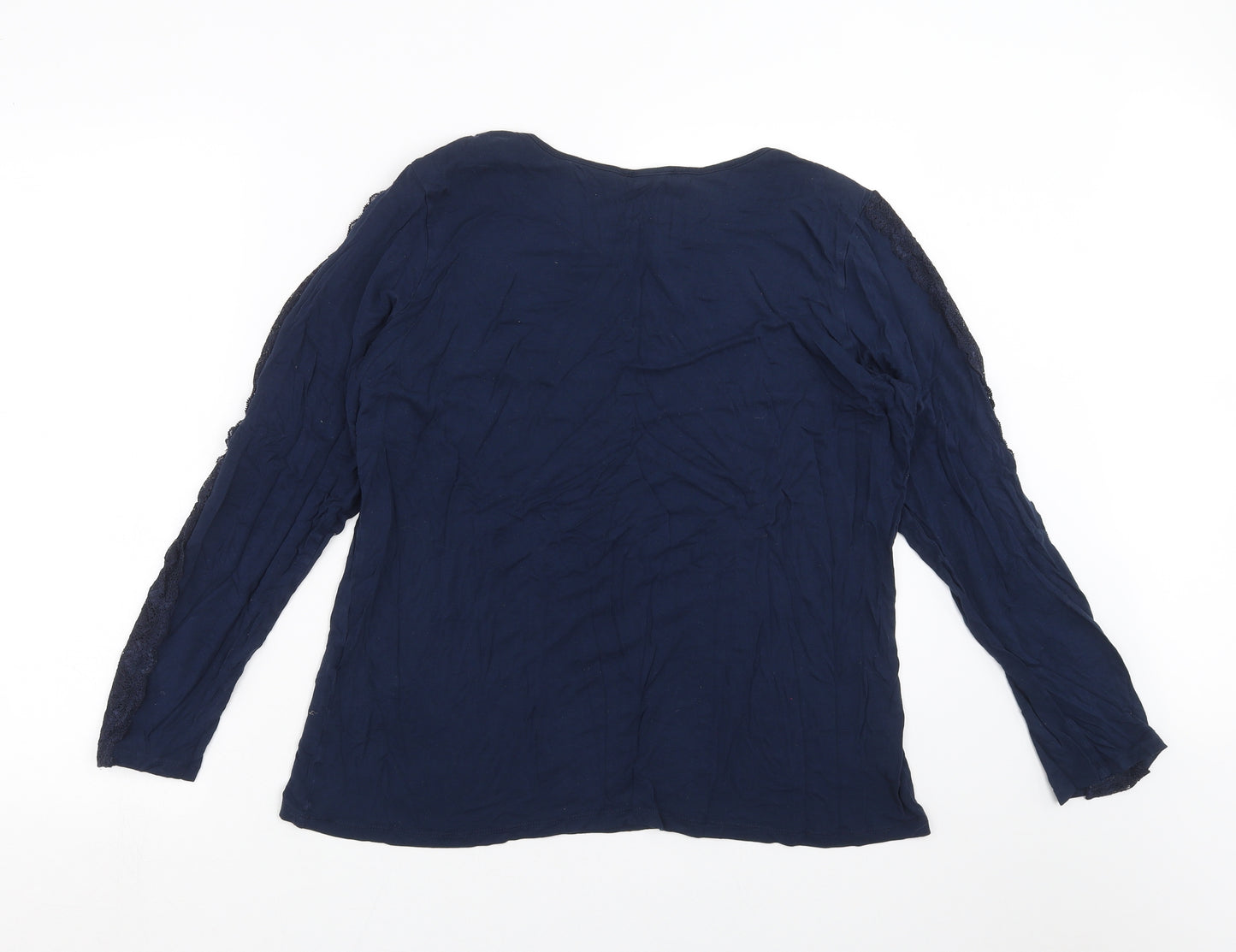 NEXT Womens Blue   Basic T-Shirt Size L  - Lace Sleeve detail