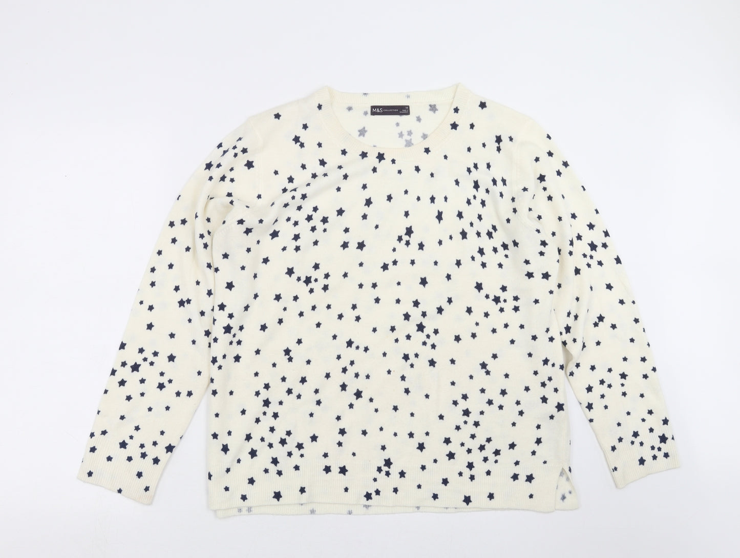 Marks and Spencer Womens Ivory  Knit Pullover Jumper Size 18  - Star Pattern