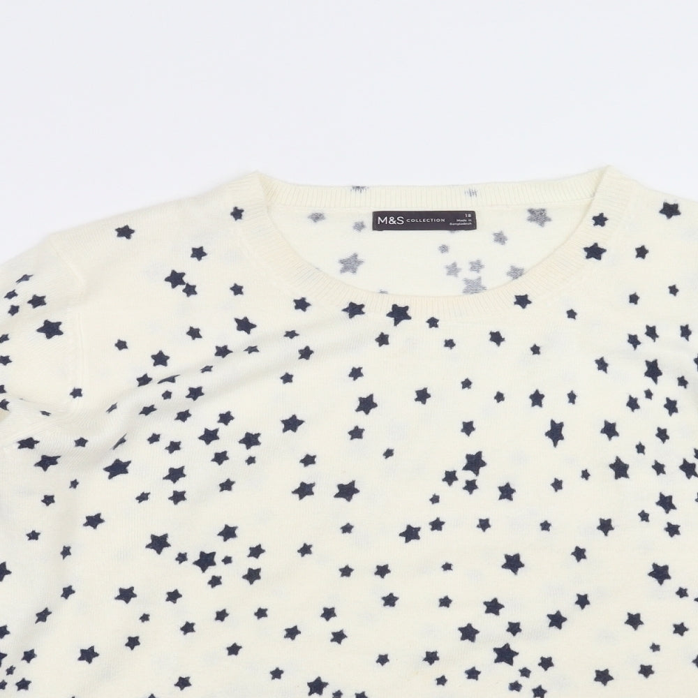 Marks and Spencer Womens Ivory  Knit Pullover Jumper Size 18  - Star Pattern