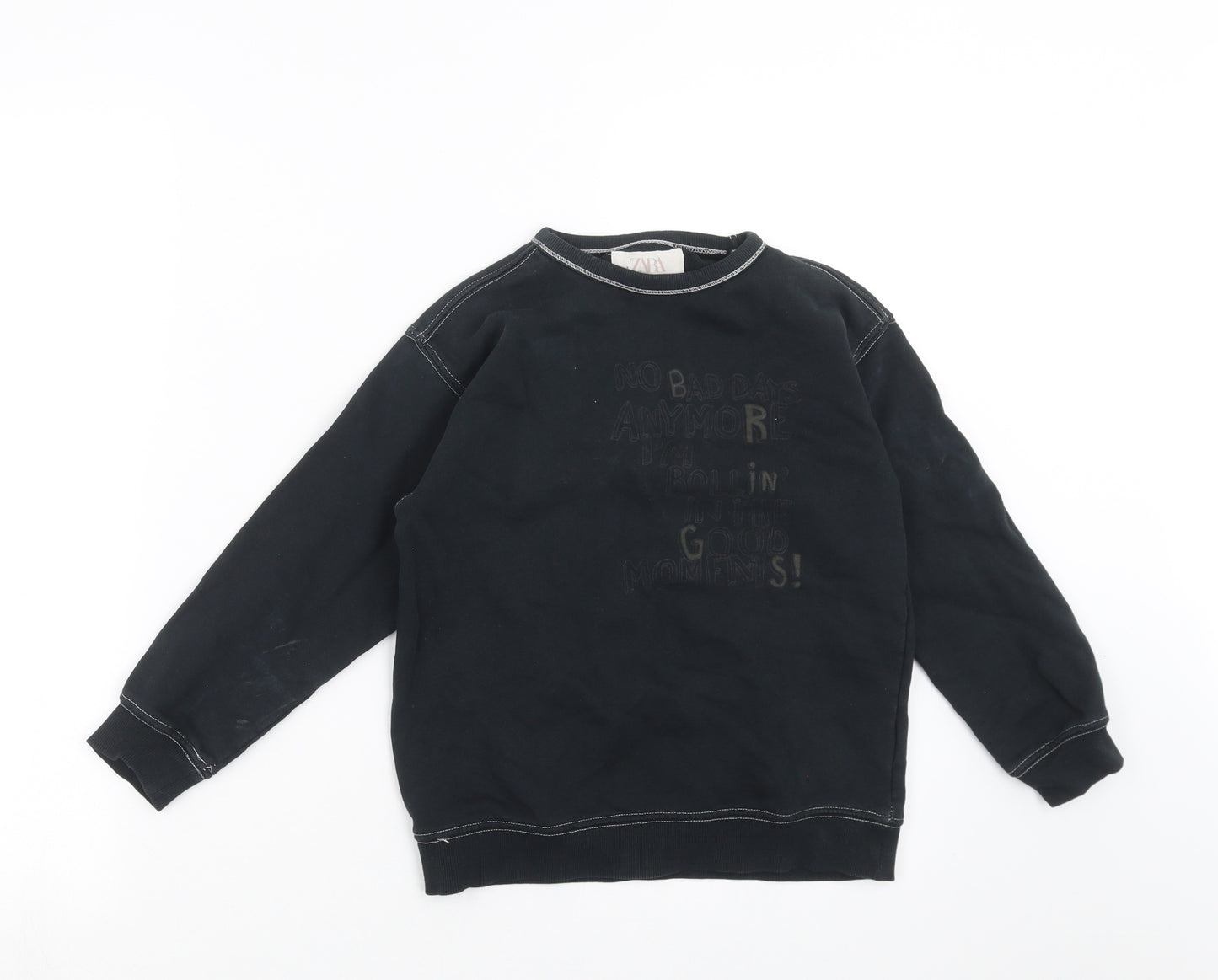 Zara Boys Black   Pullover Sweatshirt Size 8 Years