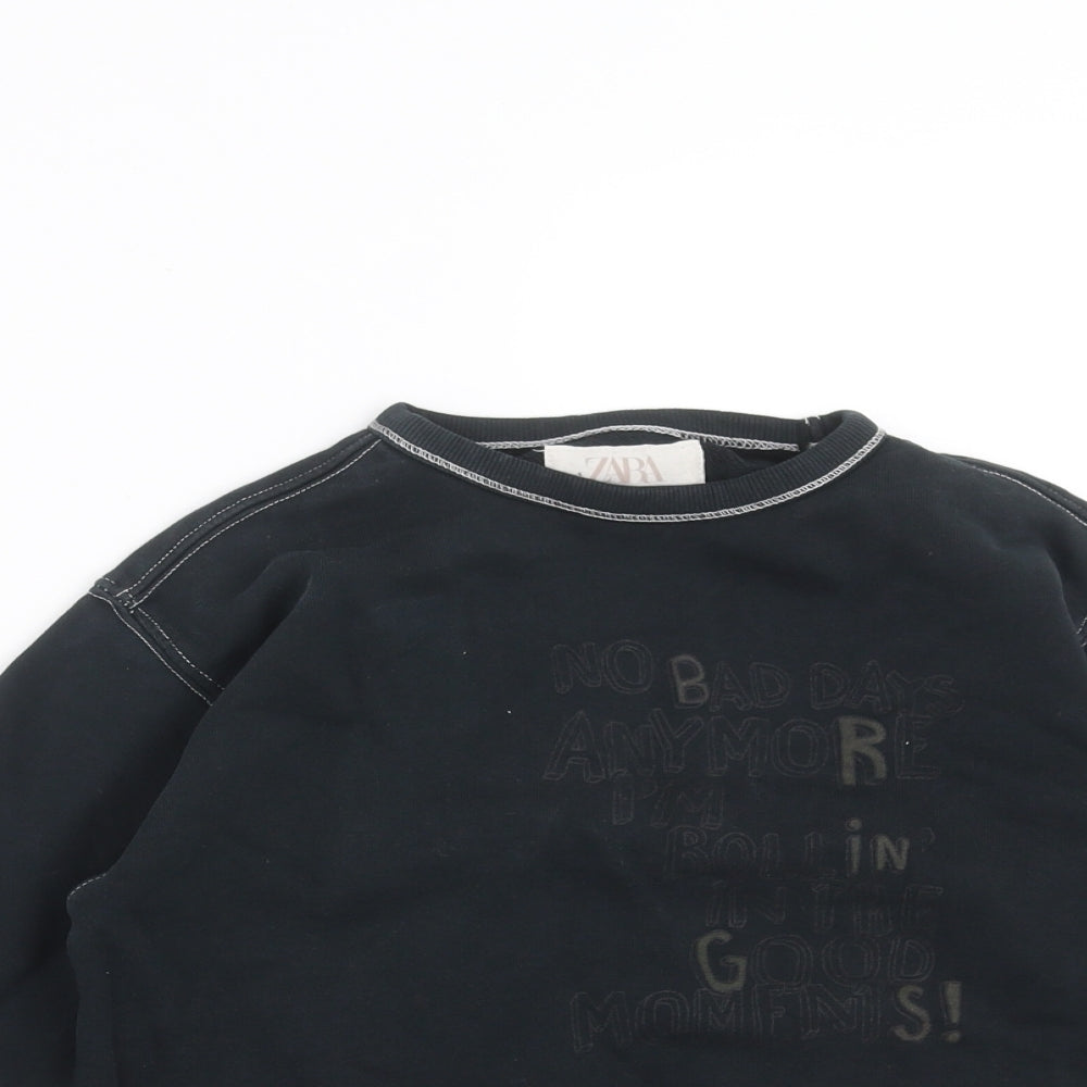 Zara Boys Black   Pullover Sweatshirt Size 8 Years