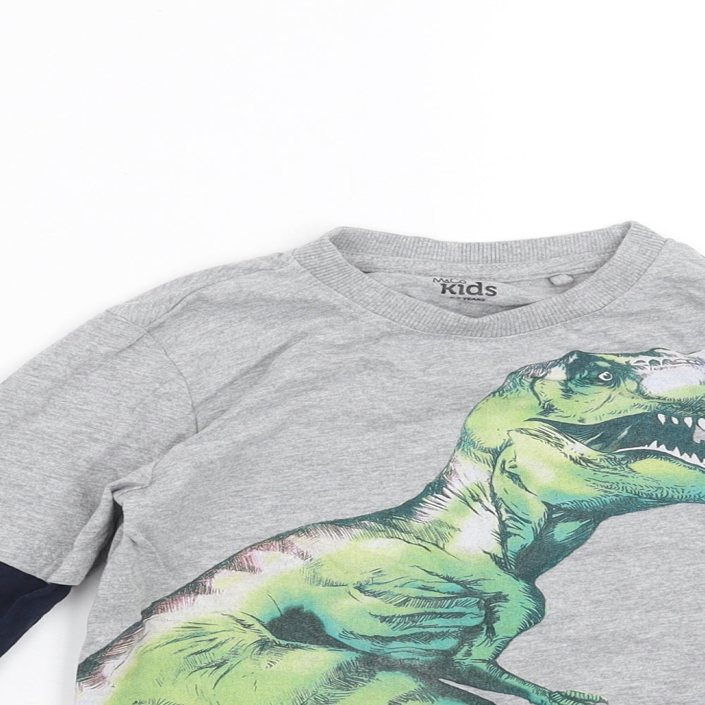 M&Co Boys Grey   Basic T-Shirt Size 6-7 Years  - DInosaur